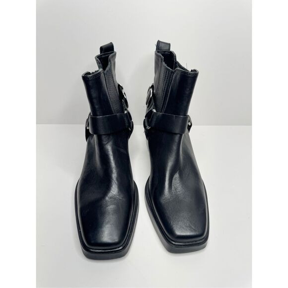 Sam Edelman Boots Size 6.5 Bellamie Black Leather Harness Pull-On Ankle Booties - Picture 4 of 13